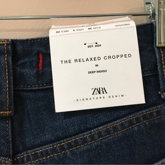 Zara jeans Signature Denim The Relaxed Cropped high waist women 4 - Picture 8 of 11